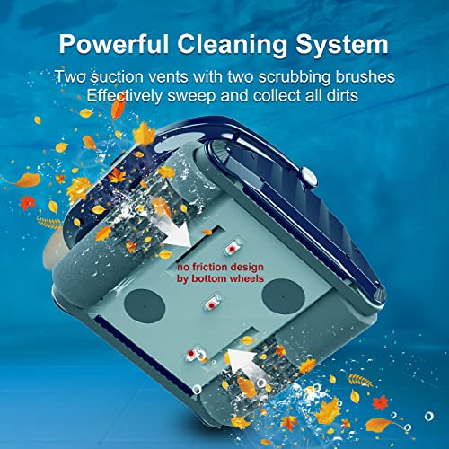 BLWL Robotic Pool Cleaner, Automatic Swimming Pool Vacuum for above/In-ground Pools, Pools up to 55 Ft in Length, Double Top Load Filter Basket, Wall Climbing Including Walls Floor and Water Line
