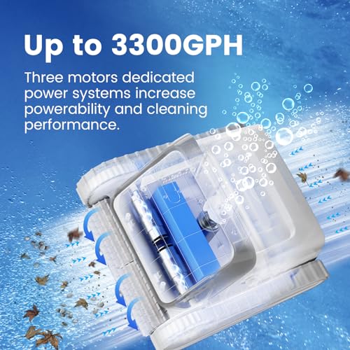 SMOROBOT Cordless Pool Cleaners for Inground Pools, Wall Climbing, Smart Navigation, Lasts 150 Mins with Strong Suction Power, Automatic Robotic Pool Vacuum for Gravel, Sand, Leaves