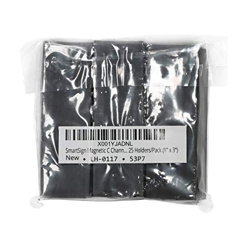SmartSign Pack of 25 Magnetic"C" Channel Label Holders | 1" x 3"