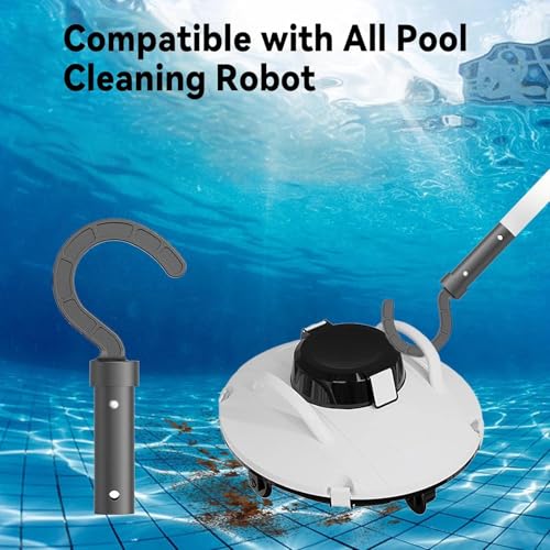 Renyqatt Hook for All Robotic Pool Cleaner, Pool Accessories Hook Customized for Pool Vacuum Robot Including Cordless, Above Ground and Underwater, Attaches to Telescopic Poles, Black