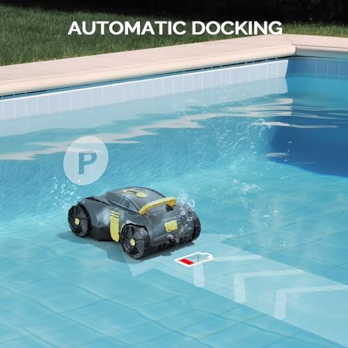VINGLI Cordless Robotic Pool Vacuum, Automatic Swimming Pool Cleaner for above Ground Pools/Inground Pools Up to 900 Sq.Ft,Battery Pool Sweeper/Auto-docking, Charging for 2 Hour