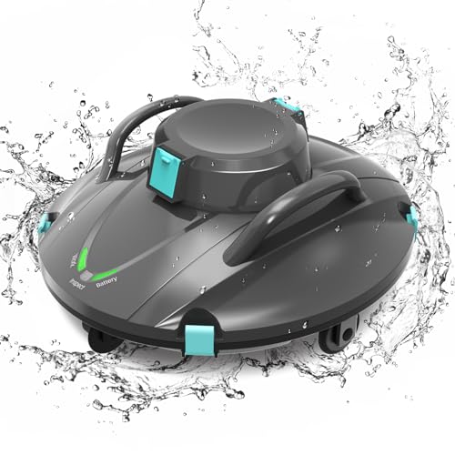 Ainpota Pool Vacuum Cordless Robot Pool Cleaner Automatic Swimming Pool Cleaner for above Ground Pool with 5400 mAh Battery Last 110min Support Self-Parking,6-8 m/min