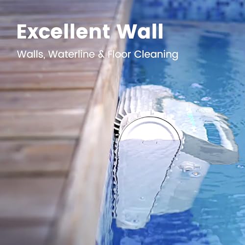 SMOROBOT Cordless Pool Cleaners for Inground Pools, Wall Climbing, Smart Navigation, Lasts 150 Mins with Strong Suction Power, Automatic Robotic Pool Vacuum for Gravel, Sand, Leaves