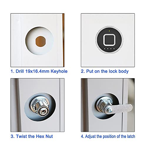 Fingerprint Drawer Lock eLinkSmart Bluetooth App Cabinet Lock 20MM (17MM) for Home Office Mailbox Keyless Furniture Lock with 3 Sizes Tubular ​Cam 20 Fingerprints 500+ App Users