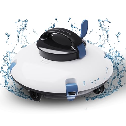 Lydsto Cordless Robotic Pool Cleaner, 120Mins Automatic Pool Vacuum, Stronger Power Suction Ideal Pool Vacuum for Inground or above Ground Pools White Blue