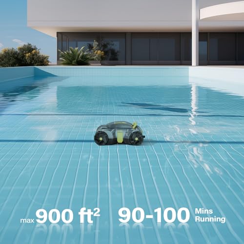 VINGLI Cordless Robotic Pool Vacuum, Automatic Swimming Pool Cleaner for above Ground Pools/Inground Pools Up to 900 Sq.Ft,Battery Pool Sweeper/Auto-docking, Charging for 2 Hour