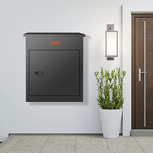 VEVOR Package Delivery Boxes for Outside, Extra Large Mailbox for Parcel Wall Mounted Lockable, Galvanized Steel Parcel Drop Box with Anti-Theft Baffle, IPX3 Waterproof for Porch, Curbside