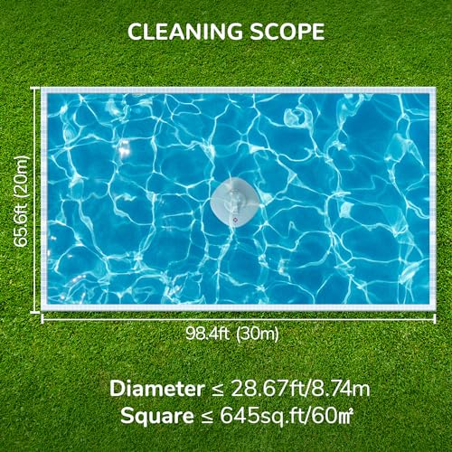 GRENNIX Robot Pool Cleaner - Cordless Robotic Pool Vacuum for above Ground & In-Ground Swimming Pool Self-Docking Automatic Underwater Skimmer with Strong Suction, Top Handle - White
