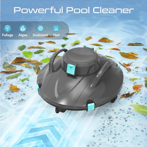 Ainpota Pool Vacuum Cordless Robot Pool Cleaner Automatic Swimming Pool Cleaner for above Ground Pool with 5400 mAh Battery Last 110min Support Self-Parking,6-8 m/min