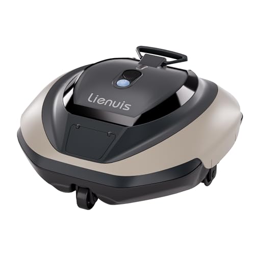 Lienuis Robotic Pool Cleaner, Pool Vacuum Robot for Up to 850 Sq.ft, 90 Mins Runtime, Cordless Pool Cleaner Robot with Powerful Suction, DirtLock Tech, Self-Parking,Pool Vacuum for Above Ground Pool