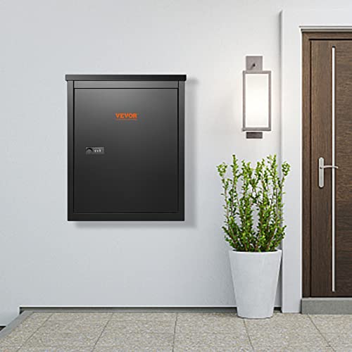 VEVOR Package Delivery Boxes for Outside 15.4" x 10.6" x 20.5", Galvanized Steel Wall Mount Mailbox with Coded Lock, Anti-Theft Baffle, IPX3 Waterproof Lockable Large Mail Box for Porch, Curbside