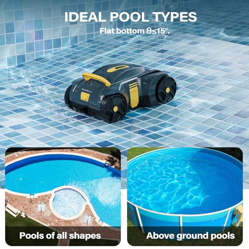 VINGLI Cordless Robotic Pool Vacuum, Automatic Swimming Pool Cleaner for above Ground Pools/Inground Pools Up to 900 Sq.Ft,Battery Pool Sweeper/Auto-docking, Charging for 2 Hour