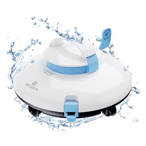 PoolMr Cordless Robotic Pool Cleaner - Above Ground Pool Vacuum - 52 Ft/Min Speed, Dual-Motor, IPX8 Waterproof, Self-Parking, Pool Vacuum Cleaner for Flat Swimming Pools, WhiteBeige