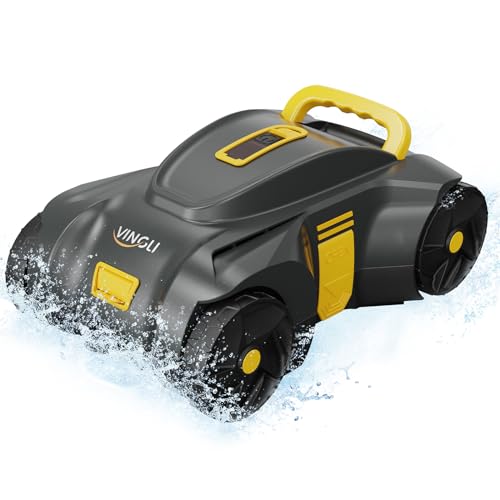 VINGLI Robotic Pool Vacuum Cordless Automatic Swimming Pool Cleaner Charging for 2 Hour Up to 900 Sq.Ft for above Ground Pools/Inground Pools ，Auto-docking