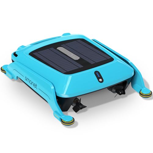 Robotic Pool Skimmer Cleaner Robot: SMONET Automatic Solar Powered Cordless Robotic Pool Cleaner for Swimming Pool Surface with Path Optimization Two Speed Modes Saltwater Compatibility SR5