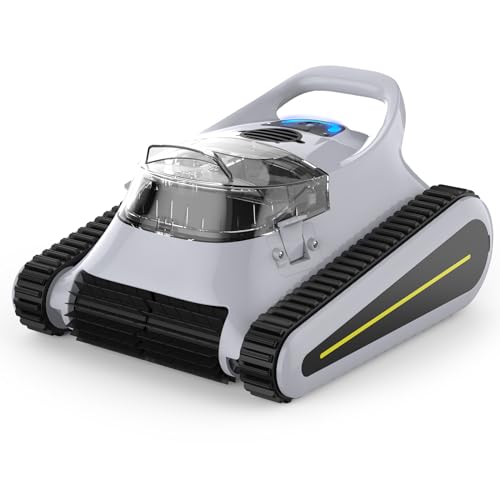 (New) Seauto Crab Cordless Robotic Pool Cleaner: Automatic Pool Vacuum Robot Lasts 150 Mins Wall Climbing 180W Powerful Suction LED Indicator Self-Parking for Swimming Pools Up to 2,000 sq. ft. Grey