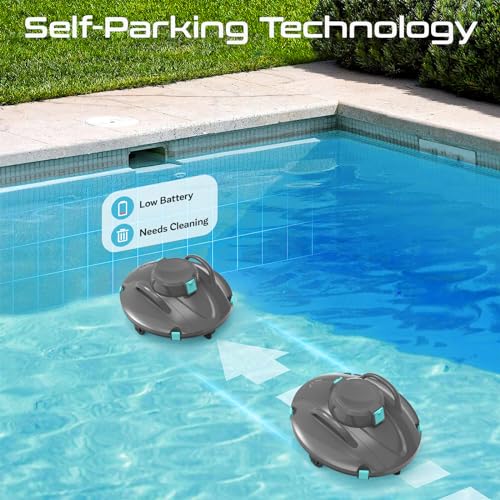 Ainpota Pool Vacuum Cordless Robot Pool Cleaner Automatic Swimming Pool Cleaner for above Ground Pool with 5400 mAh Battery Last 110min Support Self-Parking,6-8 m/min