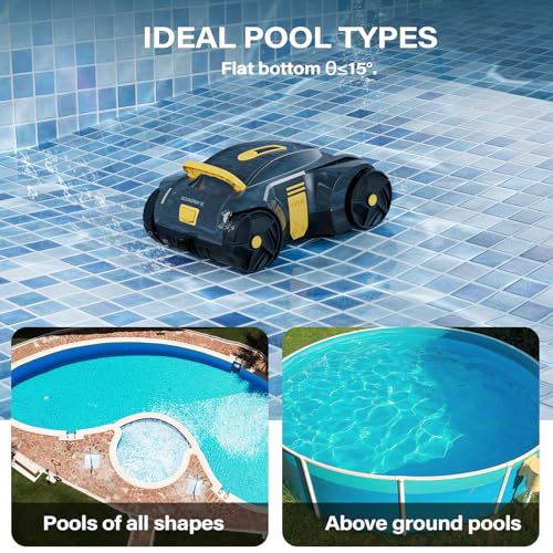 VINGLI Cordless Robotic Pool Vacuum, Automatic Swimming Pool Cleaner for above Ground Pools/Inground Pools Up to 40Ft,7500mAh/Auto-docking, Charging for 2 Hour