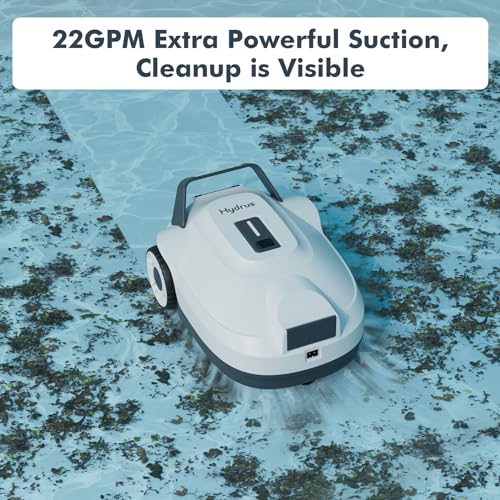 Hydrus Pool Vacuum for Above Ground, Cordless Robot Pool Vacuum Cleaner with Powerful Suction, 100Mins Long Run Time, Automatic Rechargeable Swimming Pool Vacuum for Inground Pool Depth of 8.2Ft