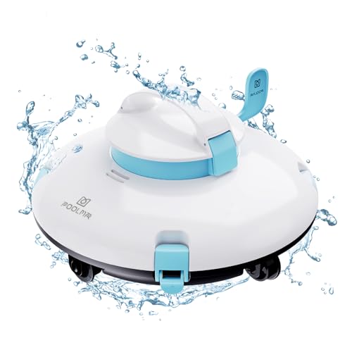 PoolMr Cordless Robotic Pool Cleaner - above Ground Pool Vacuum - 52 Ft/Min Speed, Dual-Motor, IPX8 Waterproof, Self-Parking, Pool Vacuum Cleaner for Flat Swimming Pools, Ivory White
