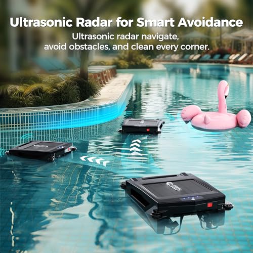 Solar Pool Skimmer Robot Cleaner: USECARA Automatic Solar Pool Skimmer Robot Pool Cleaner Robot Pool Robot Pool Net Skimmer with Pool Skimmer Basket Automatic Obstacle Avoidance Dual Charging Options