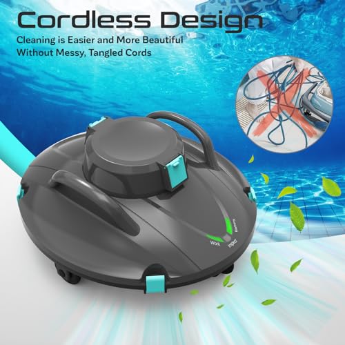 Ainpota Pool Vacuum Cordless Robot Pool Cleaner Automatic Swimming Pool Cleaner for above Ground Pool with 5400 mAh Battery Last 110min Support Self-Parking,6-8 m/min
