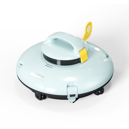 Cordless Robotic Pool Cleaner - Automatic Pool Vacuum for above Ground Pool -Water Sensor Tech- Dual-Drive Motors,Rechargeable Battery,Ideal for All Flat Bottom Pools Up to 35 Feet,Yellow