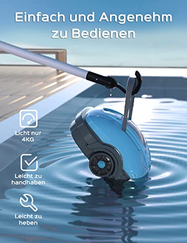 WYBOT Cordless Robotic Pool Cleaner, Automatic Pool Vacuum, Powerful Suction Pool Vacuum for above/In Ground Flat Pool Up to 538 Sq.Ft -Osprey200-Grey&Blue