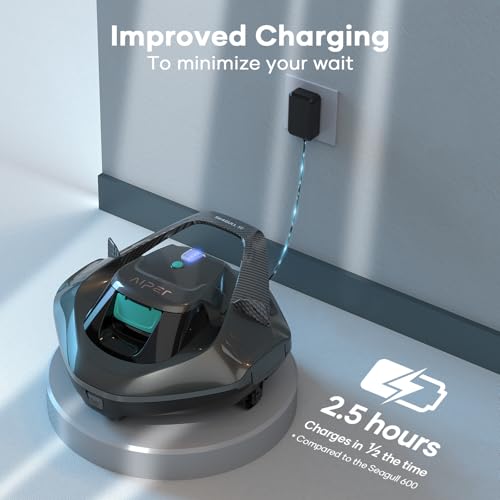 AIPER Seagull SE Cordless Robotic Pool Cleaner, Pool Vacuum with Dual-Drive Motors, Self-Parking Technology, Lightweight, Perfect for Above-Ground/In-Ground Flat Pools up to 40 Feet (Lasts 90 Mins)
