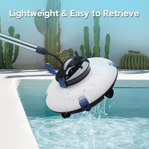 Lydsto Cordless Robotic Pool Cleaner, 120Mins Automatic Pool Vacuum, Stronger Power Suction Ideal Pool Vacuum for Inground or above Ground Pools White Blue