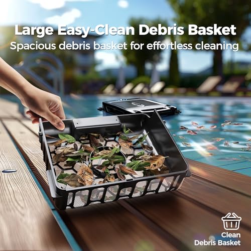 Solar Pool Skimmer Robot Cleaner: USECARA Automatic Solar Pool Skimmer Robot Pool Cleaner Robot Pool Robot Pool Net Skimmer with Pool Skimmer Basket Automatic Obstacle Avoidance Dual Charging Options