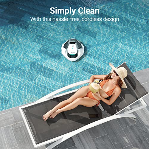 AIPER Cordless Robotic Pool Cleaner, Pool Vacuum with Dual-Drive Motors, Self-Parking Technology, Lightweight, Perfect for above-Ground/In-Ground Flat Pools up to 40 Feet (Lasts 90 Mins)