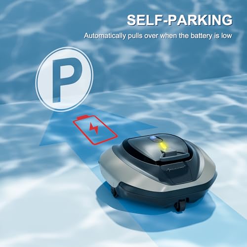 Lienuis Robotic Pool Cleaner, Pool Vacuum Robot for Up to 850 Sq.ft, 90 Mins Runtime, Cordless Pool Cleaner Robot with Powerful Suction, DirtLock Tech, Self-Parking,Pool Vacuum for Above Ground Pool