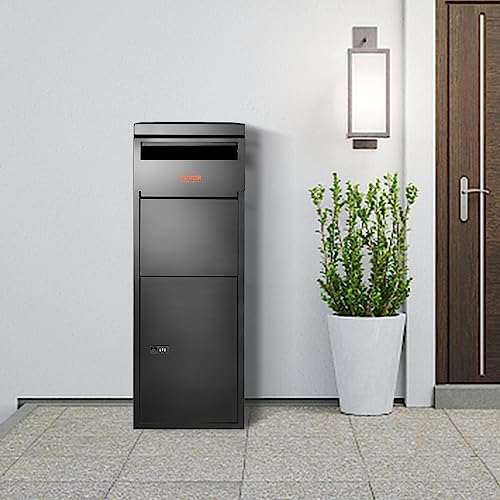 VEVOR Package Delivery Boxes for Outside 13.9"x11.6"x42", Galvanized Steel Delivery Box for Packages with Coded Lock, Anti-theft Baffle, IPX3 Waterproof Package Drop Box for Outside, Porch, Curbside