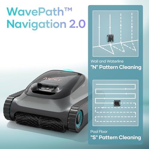 AIPER Scuba S1 Cordless Pool Vacuum Robot, Robotic Pool Cleaner, Intelligent Navigation 2.0, Wall & Waterline Cleaning, for All Inground Pools up to 1614 sq.ft (Black)