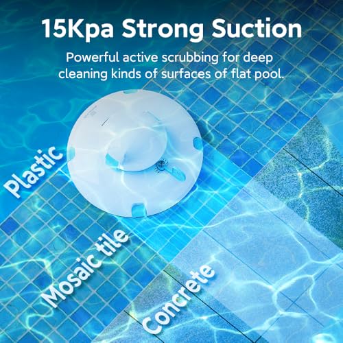 PoolMr Cordless Robotic Pool Cleaner - above Ground Pool Vacuum - 52 Ft/Min Speed, Dual-Motor, IPX8 Waterproof, Self-Parking, Pool Vacuum Cleaner for Flat Swimming Pools, Ivory White