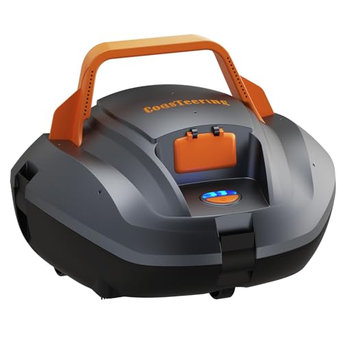 CoasTeering Robotic Pool Cleaner, Cordless Pool Vacuum for Above Ground Pool, Lasts up to 100Mins, Above Ground Pool Vacuum with Self-Parking Function, Ideal for Swimming Pool Cleaning up to 850 Sq.Ft