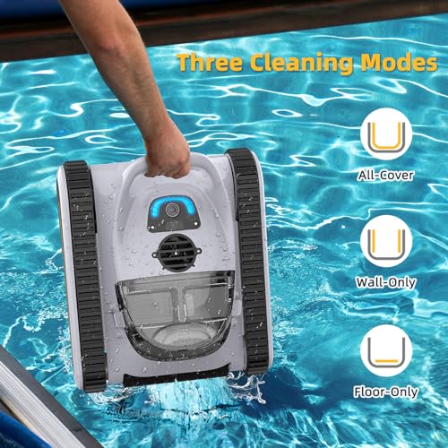 (New) Seauto Crab Cordless Robotic Pool Cleaner: Automatic Pool Vacuum Robot Lasts 150 Mins Wall Climbing 180W Powerful Suction LED Indicator Self-Parking for Swimming Pools Up to 2,000 sq. ft. Grey