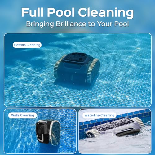 WYBOT S1 SE Cordless APP Robotic Pool Cleaner with Wall Climbing, 7 Cleaning Modes, 2.5H Fast Charge, Automatic Pool Vacuum Robot Lasts 150 Mins, Smart Navigation, Powerful Suction for Inground Pools