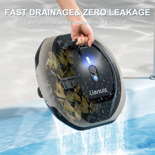 Lienuis Robotic Pool Cleaner, Pool Vacuum Robot for Up to 850 Sq.ft, 90 Mins Runtime, Cordless Pool Cleaner Robot with Powerful Suction, DirtLock Tech, Self-Parking,Pool Vacuum for Above Ground Pool