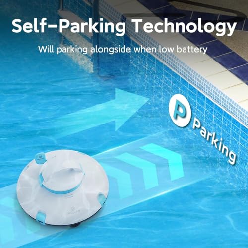 PoolMr Cordless Robotic Pool Cleaner - above Ground Pool Vacuum - 52 Ft/Min Speed, Dual-Motor, IPX8 Waterproof, Self-Parking, Pool Vacuum Cleaner for Flat Swimming Pools, Ivory White