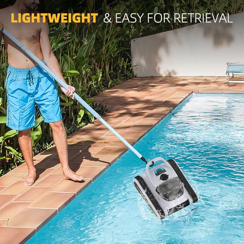 (New) Seauto Crab Cordless Robotic Pool Cleaner: Automatic Pool Vacuum Robot Lasts 150 Mins Wall Climbing 180W Powerful Suction LED Indicator Self-Parking for Swimming Pools Up to 2,000 sq. ft. Grey