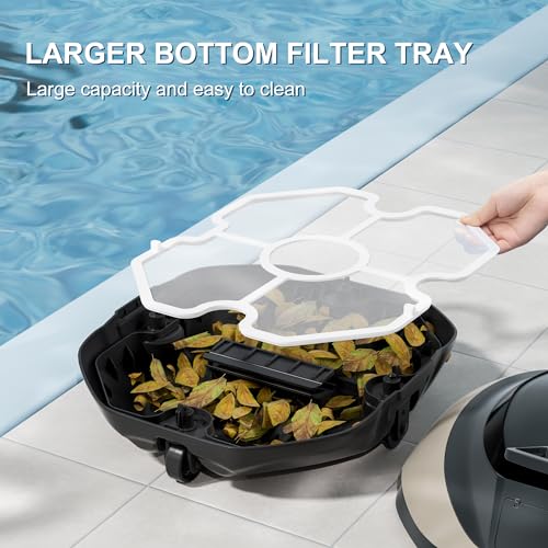 Lienuis Robotic Pool Cleaner, Pool Vacuum Robot for Up to 850 Sq.ft, 90 Mins Runtime, Cordless Pool Cleaner Robot with Powerful Suction, DirtLock Tech, Self-Parking,Pool Vacuum for Above Ground Pool