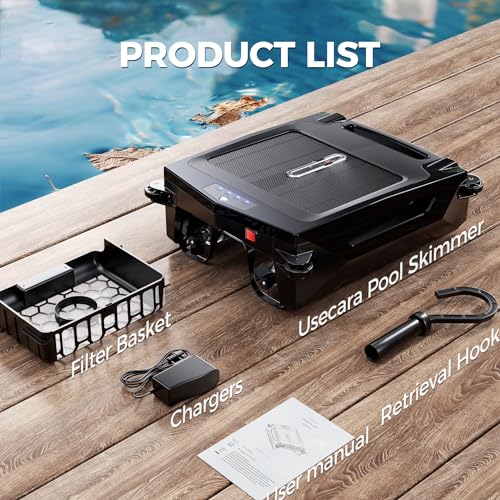 Solar Pool Skimmer Robot Cleaner: USECARA Automatic Solar Pool Skimmer Robot Pool Cleaner Robot Pool Robot Pool Net Skimmer with Pool Skimmer Basket Automatic Obstacle Avoidance Dual Charging Options