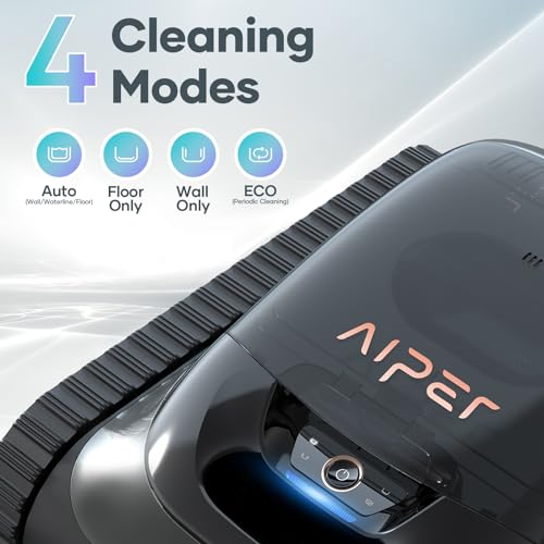 AIPER Scuba S1 Cordless Pool Vacuum Robot, Robotic Pool Cleaner, Intelligent Navigation 2.0, Wall & Waterline Cleaning, for All Inground Pools up to 1614 sq.ft (Black)