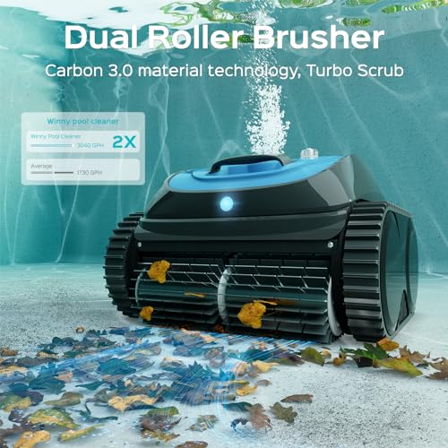 (2024 Upgrade) WINNY POOL CLEANER Pool Vacuum for Inground Pools, Cordless Robotic Pool Cleaner, Wall and Waterline Cleaning, Intelligent Route Planning, 150 min Runtime, for Pools up to 1,600 Sq.ft