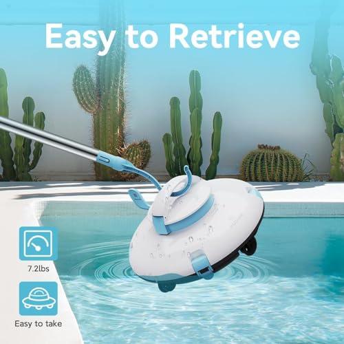 PoolMr Cordless Robotic Pool Cleaner - Above Ground Pool Vacuum - 52 Ft/Min Speed, Dual-Motor, IPX8 Waterproof, Self-Parking, Pool Vacuum Cleaner for Flat Swimming Pools, WhiteBeige