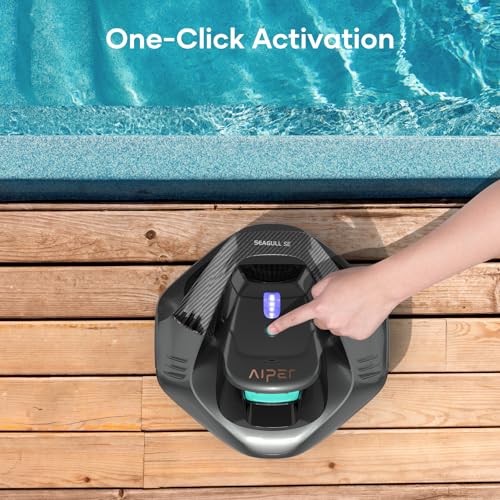 AIPER Seagull SE Cordless Robotic Pool Cleaner, Pool Vacuum with Dual-Drive Motors, Self-Parking Technology, Lightweight, Perfect for Above-Ground/In-Ground Flat Pools up to 40 Feet (Lasts 90 Mins)