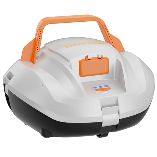 CoasTeering above Ground Pool Vacuum Robot, Cordless Robotic Pool Cleaner with 100 Mins Runtime, Powerful Suction, Fast Charging, Self-Parking, Ideal for Swimming Pools up to 33Ft