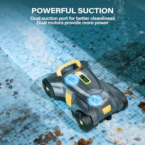 VINGLI Cordless Robotic Pool Cleaner, Automatic Swimming Pool Vacuum for above Ground Pools/Inground Pools Up to 900 Sq.Ft, Pool Sweeper/Auto-Docking, Charging for 2 Hour